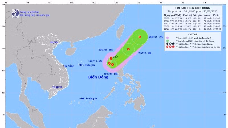 (Ảnh: Trung tâm Dự báo khí tượng thủy văn quốc gia)