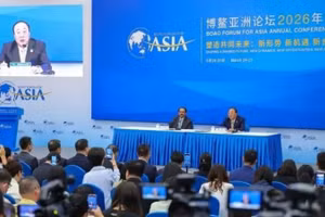 Họp báo công bố các báo cáo trọng tâm của Hội nghị thường niên 2026 của Diễn đàn châu Á Bác Ngao. (Ảnh: Chinanews.com.cn)