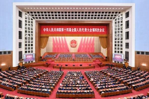 Phiên bế mạc kỳ họp thứ tư Nhân Đại toàn quốc Trung Quốc khóa 14. (Ảnh: Tân Hoa xã)