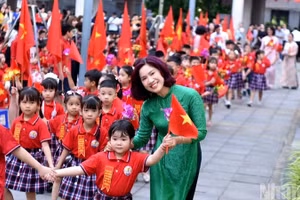 Học sinh Trường tiểu học Kim Đồng, phường Giảng Võ, Hà Nội. (Ảnh nhandan.vn)