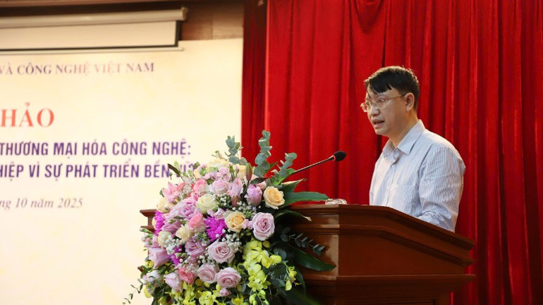 Đại diện Viện Hàn lâm Khoa học và Công nghệ Việt Nam phát biểu tại buổi hội thảo. z7078053477111-76465f02fad211ada9038c999340f3d3-4544.jpg