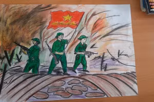 Tranh vẽ dự thi của học sinh Trường Tiểu học Noong Hẹt, huyện Điện Biên, tỉnh Điện Biên.