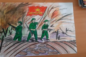 Tranh vẽ dự thi của học sinh Trường Tiểu học Noong Hẹt, huyện Điện Biên, tỉnh Điện Biên.