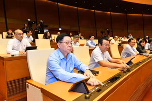 Các đại biểu Quốc hội biểu quyết thông qua Nghị quyết về dự toán ngân sách nhà nước năm 2023.