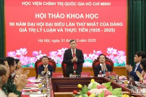 Quang cảnh Hội thảo khoa học "90 năm Đại hội đại biểu lần thứ nhất của Đảng - Giá trị lý luận và thực tiễn". (Ảnh: HẢI ĐĂNG)