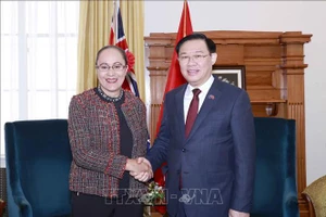 Chủ tịch Quốc hội Vương Đình Huệ tiếp Phó Chủ tịch Nghị viện kiêm Chủ nhiệm Ủy ban Đối ngoại, Quốc phòng và Thương mại Jenny Salesa. (Ảnh: TTXVN) 
