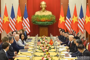 Tổng Bí thư Nguyễn Phú Trọng hội đàm với Tổng thống Hoa Kỳ Joe Biden. (Ảnh: Đăng Khoa) 