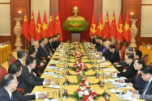 Tổng Bí thư Nguyễn Phú Trọng hội đàm với Tổng Bí thư, Chủ tịch Trung Quốc Tập Cận Bình. (Ảnh: ĐĂNG KHOA) 