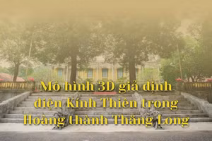 Mô hình 3D giả định điện Kính Thiên trong Hoàng thành Thăng Long