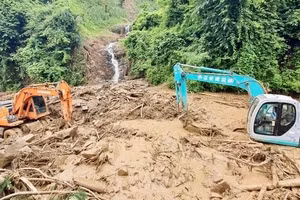 Mưa lũ ở Yên Bái. (Ảnh: Thanh Sơn)