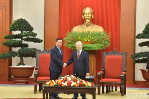 [Ảnh] Tổng Bí thư Nguyễn Phú Trọng tiếp Thủ tướng Vương quốc Campuchia Samdech Moha Bovor Thipadei Hun Manet