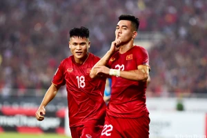 Tiến Linh ghi bàn mở tỷ số cho đội tuyển Việt Nam ở phút 24. (Ảnh: TRẦN HẢI)