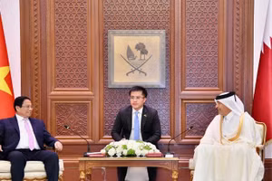 Thủ tướng Chính phủ Phạm Minh Chính hội kiến Chủ tịch Quốc hội Qatar Hassan bin Abdullah Al Ghanim (Ảnh: Thanh Giang). 