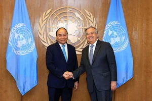 Thủ tướng Nguyễn Xuân Phúc và Tổng Thư ký Liên hợp quốc Antonio Guterres, tháng 9/2018. (Ảnh: VGP/Quang Hiếu) 