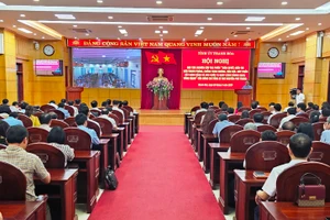 Quang cảnh buổi học tập tại điểm cầu Tỉnh ủy Thanh Hóa.