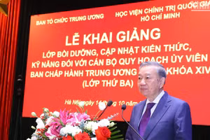 Đồng chí Tổng Bí thư, Chủ tịch nước Tô Lâm phát biểu ý kiến chỉ đạo tại Lễ khai giảng Lớp bồi dưỡng, cập nhật kiến thức, kỹ năng đối với cán bộ quy hoạch Ủy viên Ban Chấp hành Trung ương Đảng khóa XIV (lớp thứ 3).