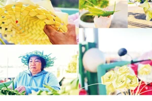 Các sản phẩm làm bằng lá dừa của bà Ngọc.