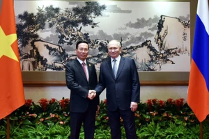 Chủ tịch nước Võ Văn Thưởng gặp Tổng thống Liên bang Nga Vladimir Putin, ngày 17/10/2023. (Ảnh: TTXVN)