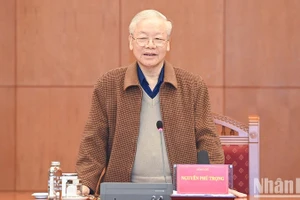 Tổng Bí thư Nguyễn Phú Trọng, Trưởng Ban chỉ đạo chủ trì cuộc họp Thường trực Ban chỉ đạo Trung ương về phòng, chống tham nhũng, tiêu cực ngày 22/11/2023 tại Hà Nội. (Ảnh: ĐĂNG KHOA)