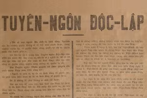 Bản Tuyên ngôn độc lập của nước Việt Nam Dân chủ Cộng hòa. (Nguồn ảnh: Bảo tàng Hồ Chí Minh, chi nhánh TP Hồ Chí Minh).