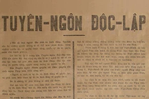 Bản Tuyên ngôn độc lập của nước Việt Nam Dân chủ Cộng hòa. (Nguồn ảnh: Bảo tàng Hồ Chí Minh, chi nhánh TP Hồ Chí Minh).