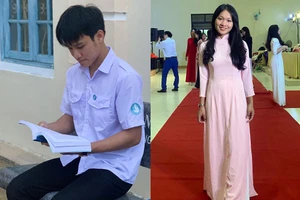 Nữ sinh người Rục đầu tiên đỗ đại học Cao Thị Lệ Hằng và thủ khoa người Hrê Phạm Quốc Toản. (Ảnh do nhân vật cung cấp)