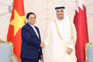 Thủ tướng Phạm Minh Chính hội đàm với Thủ tướng Nhà nước Mohammed bin Abdulrahman bin Jassim Al Thani. (Ảnh: TTXVN)