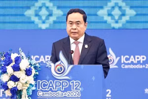 Chủ tịch Quốc hội Trần Thanh Mẫn phát biểu. (Ảnh: TTXVN)