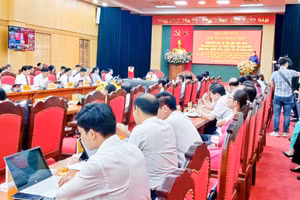 Các đại biểu dự hội thảo tại điểm cầu Tỉnh ủy Thái Nguyên.