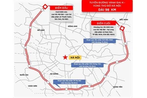 Sơ đồ quy hoạch đường Vành đai 4 qua Hà Nội và các tỉnh Hưng Yên, Bắc Ninh. (Ảnh: NGỌC HẢI)
