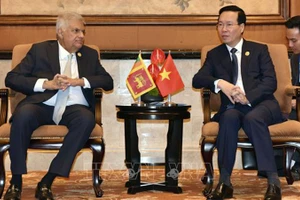 Chủ tịch nước Võ Văn Thưởng gặp Tổng thống Sri Lanka Ranil Wickremesinghe. (Ảnh: TTXVN)