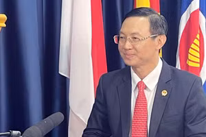 Đại sứ Việt Nam tại Singapore Trần Phước Anh trả lời phỏng vấn của phóng viên TTXVN. (Ảnh: Tất Đạt/TTXVN)