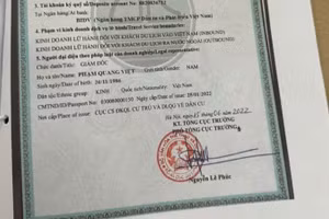 Đối tượng giả mạo số giấy phép lữ hành quốc tế.