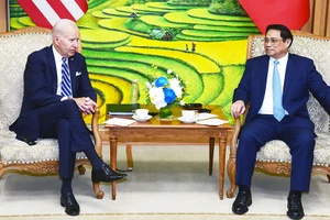 Thủ tướng Phạm Minh Chính hội kiến Tổng thống Hợp chúng quốc Hoa Kỳ Joe Biden. (Ảnh: TRẦN HẢI)