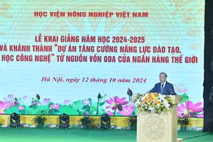 Tổng Bí thư, Chủ tịch nước Tô Lâm phát biểu tại Lễ khai giảng năm học mới tại Học viện Nông nghiệp Việt Nam.