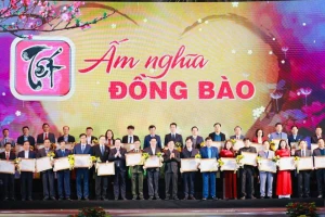 Tôn vinh các đơn vị ủng hộ tiền, quà cho Chương trình Tết vì người nghèo.