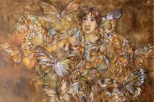 Tác phẩm trưng bày tại triển lãm “Một chặng đường”. 