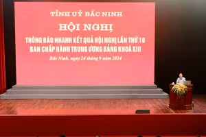 Tỉnh ủy Bắc Ninh tổ chức Hội nghị thông báo nhanh kết quả Hội nghị lần thứ 10, Ban Chấp hành Trung ương Đảng khóa XIII tới đội ngũ cán bộ chủ chốt.