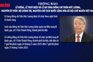 [Video] Thông báo lễ viếng, lễ truy điệu và lễ an táng nguyên Chủ tịch nước Trần Đức Lương