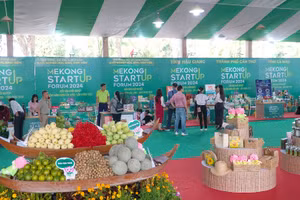 Triển lãm sản phẩm khởi nghiệp tiêu biểu tại diễn đàn. (Ảnh: HỮU NGHĨA)