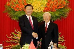 Tổng Bí thư Nguyễn Phú Trọng tiếp Tổng Bí thư, Chủ tịch Trung Quốc Tập Cận Bình thăm cấp nhà nước đến Việt Nam, ngày 12/11/2017. (Ảnh: VGP)