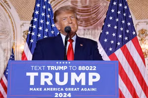 Cựu Tổng thống Mỹ Donald Trump phát biểu trong một sự kiện tại Palm Beach, bang Florida, ngày 15/11/2022. (Ảnh: Reuters)