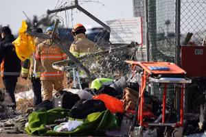 Lực lượng cứu nạn làm việc tại hiện trường. (Ảnh: Reuters)