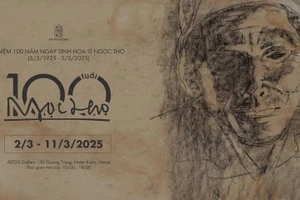 Một ký họa của cố họa sĩ Ngọc Thọ được chọn làm hình ảnh tiêu điểm của triển lãm.