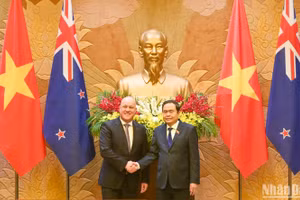 Chủ tịch Quốc hội Trần Thanh Mẫn và Thủ tướng New Zealand Christopher Luxon tại buổi hội kiến.