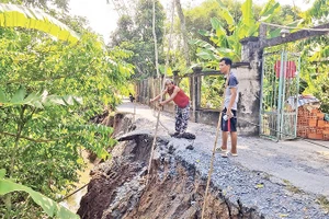 Vụ sạt lở bờ sông xảy ra vào ngày 6/4/2025, tại ấp Hòa Định, xã Tân Hòa, huyện Lai Vung, tỉnh Đồng Tháp với chiều dài khoảng 50 m, ăn sâu vào đường lộ khoảng 0,5 m.