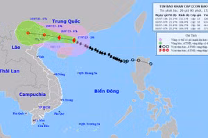 Vị trí và hướng di chuyển của bão số 1. (Nguồn: nchmf.gov.vn)