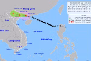 Vị trí và hướng di chuyển của bão số 1. (Nguồn: nchmf.gov.vn)
