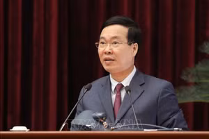 Thường trực Ban Bí thư Võ Văn Thưởng phát biểu tại buổi gặp mặt. (Ảnh: TTXVN)