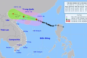 Vị trí và hướng di chuyển của bão số 1. (Nguồn: nchmf.gov.vn)
